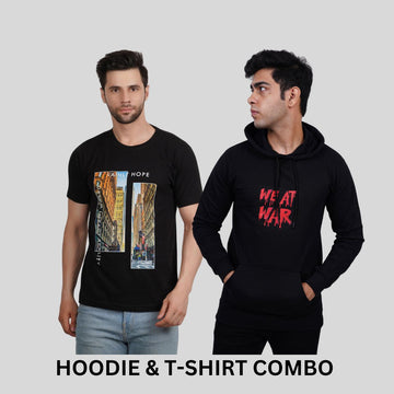 ULTIMATE COMBO - We At War Black Hoodie + Vainly Hope Black Tees By Demonwear (DW010)