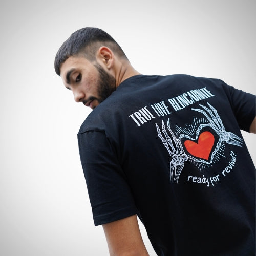 "True Love Reincarnate" Relaxed Black T-Shirt By DemonWear for Him