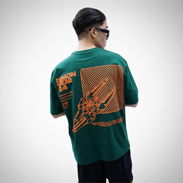 "Personal Space" Oversized Puff Print Green T-Shirt By DemonWear for Him