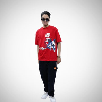 "Demon Vodka" Oversized Puff Print Red T-Shirt By DemonWear for Him