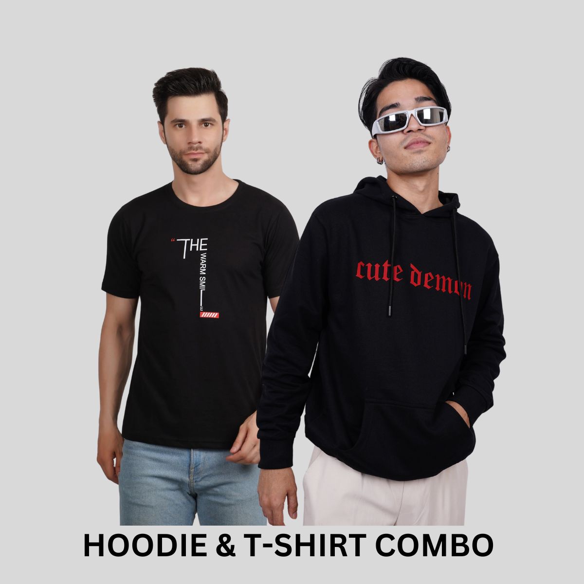 ULTIMATE COMBO - Cute Demon Hoodie + The Warm Smile Black Tees By Demonwear (DW008)