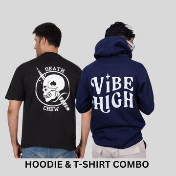 ULTIMATE COMBO - Vibe High Blue Hoodie + Death Crew Black Tees By Demonwear (DW005)