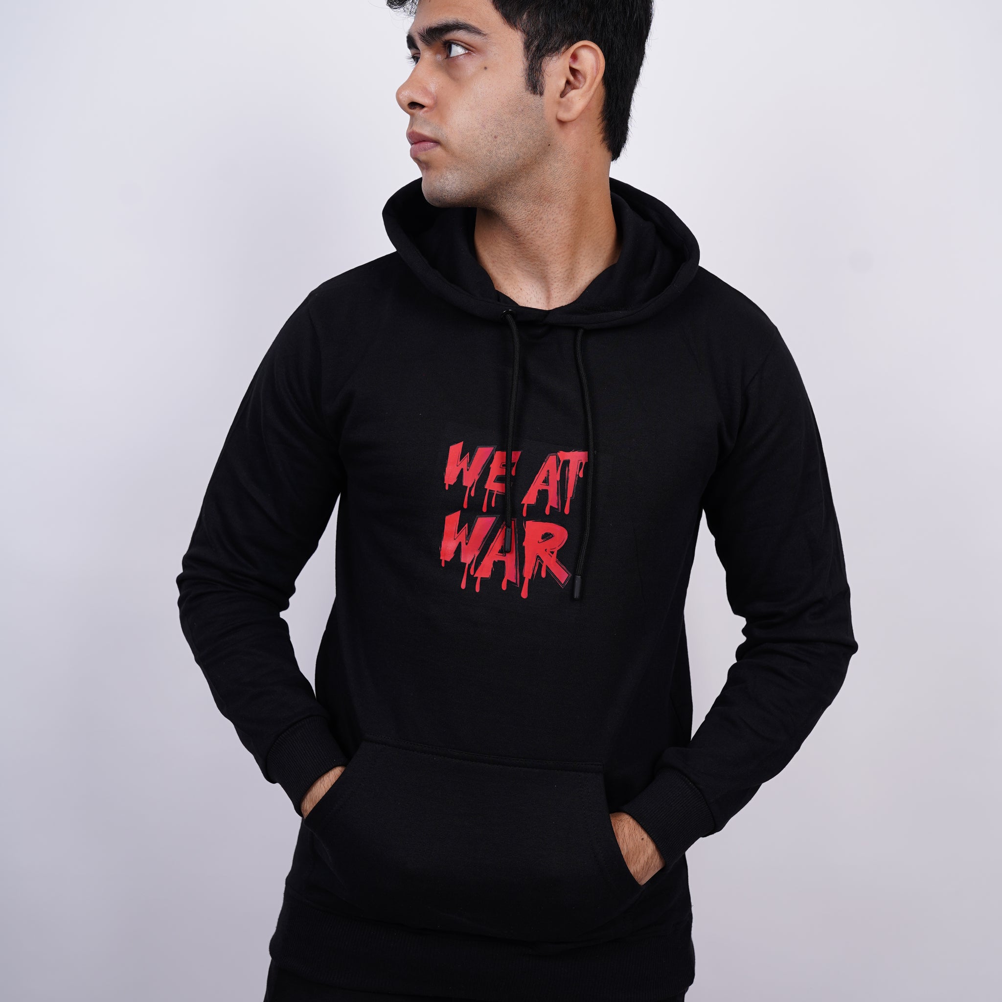 We At War Relaxed fit Black Hoodie for Men By DemonWear