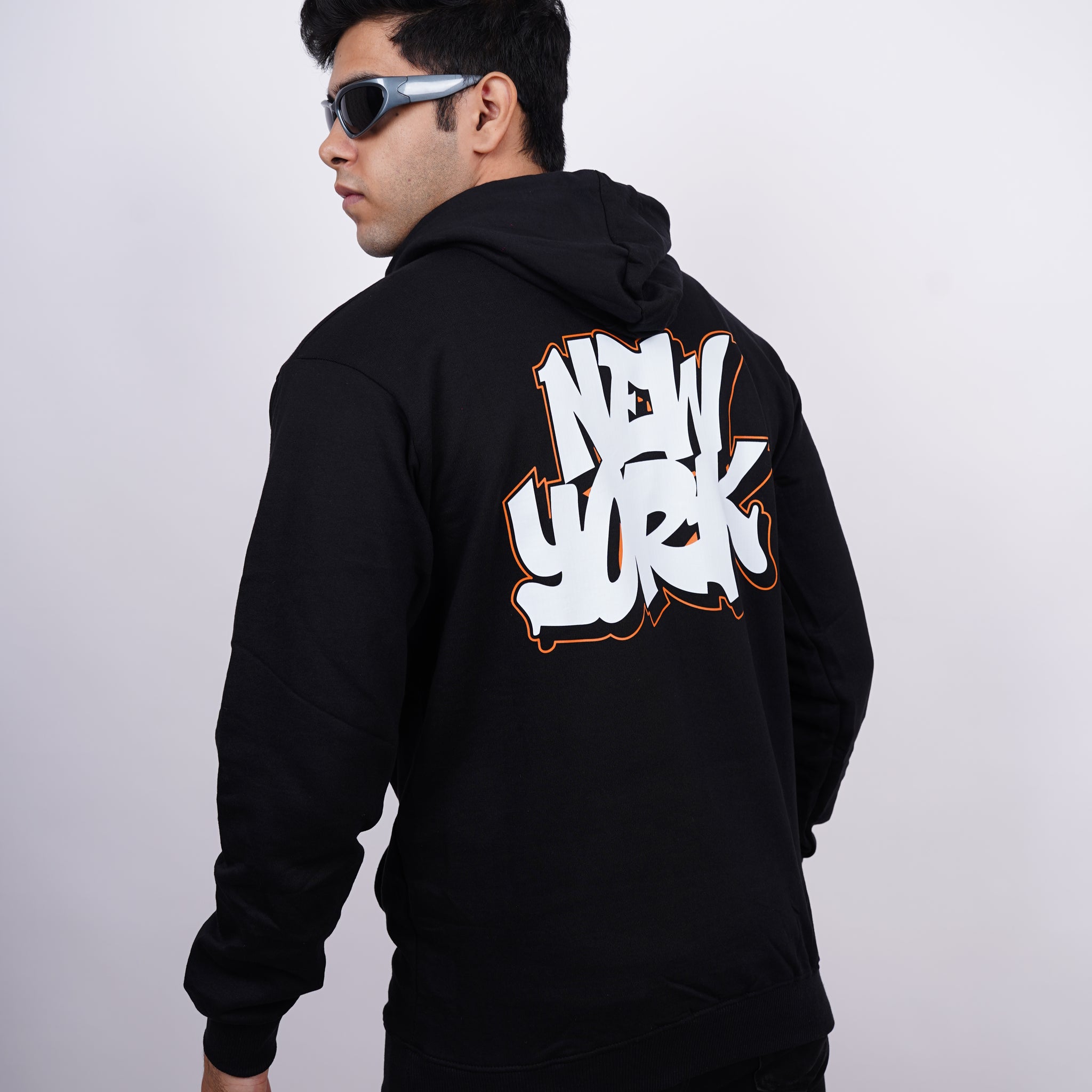 New York Relaxed fit Black Hoodie for Men By DemonWear