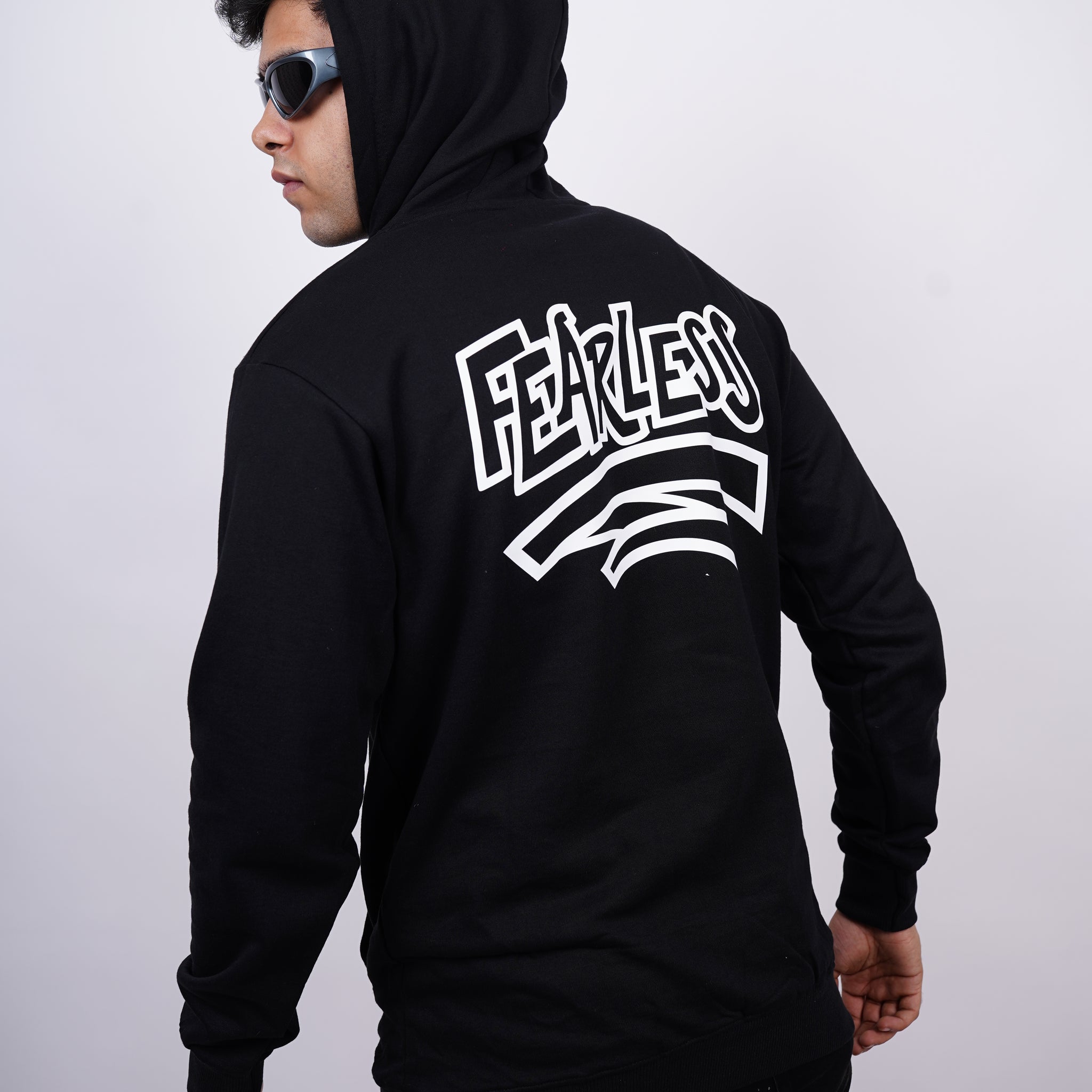 Fearless Relaxed fit Black Hoodie for Men By DemonWear