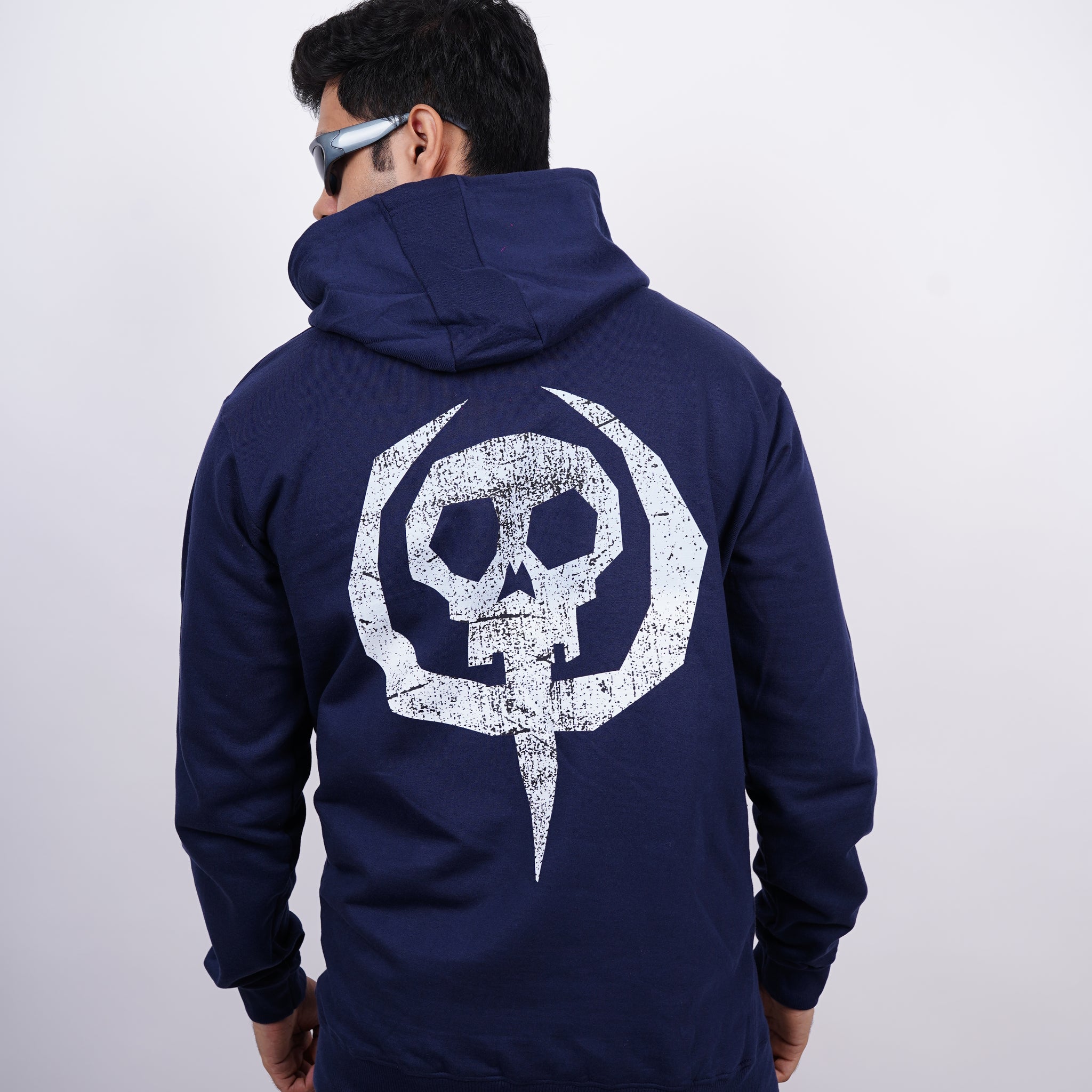 Skull Relaxed fitDark Heaven Blue Hoodie for Men By DemonWear