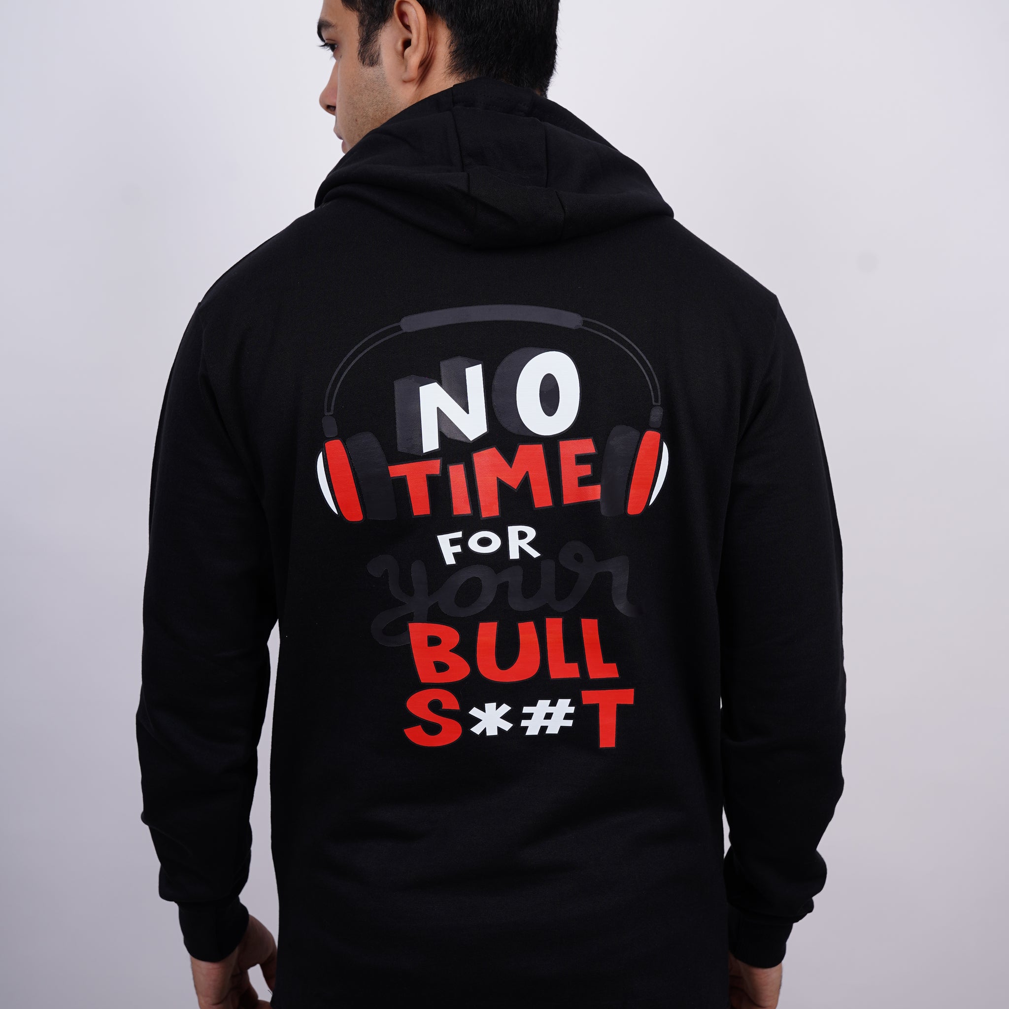 No Time For Your Relaxed fit Black Hoodie For Men By Demon Wear