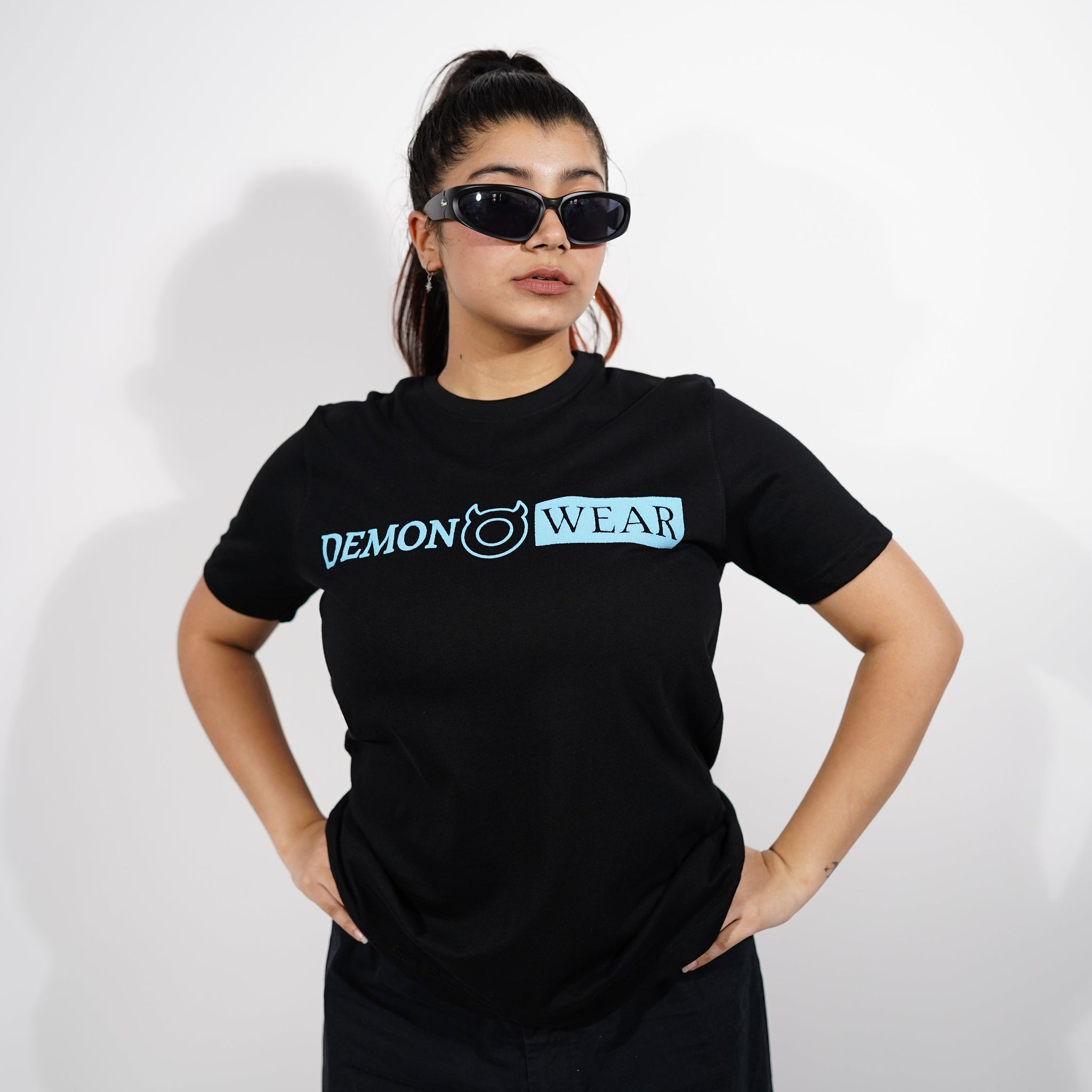 "Demonwear" Puff Print Relaxed Black T-Shirt By DemonWear for Her