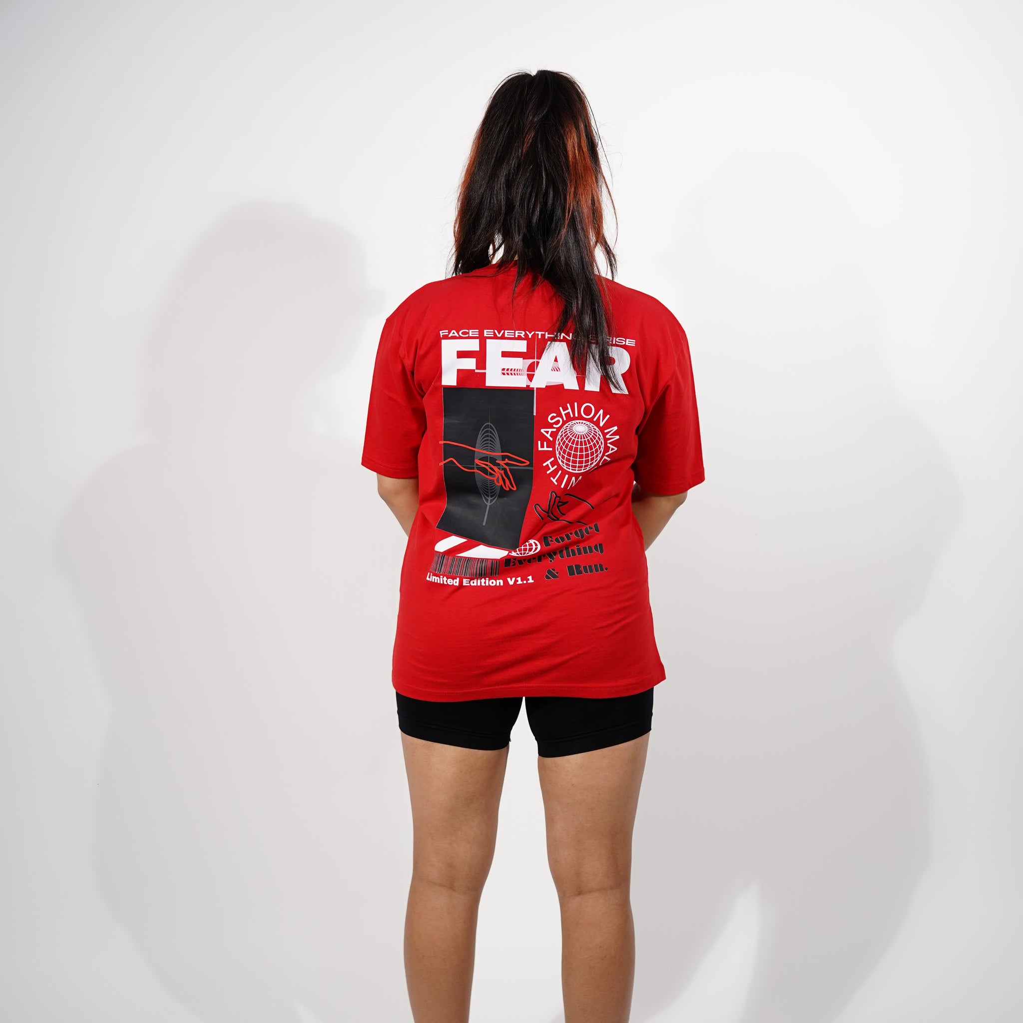 "Fear" Oversized Red T-Shirt By DemonWear for Her