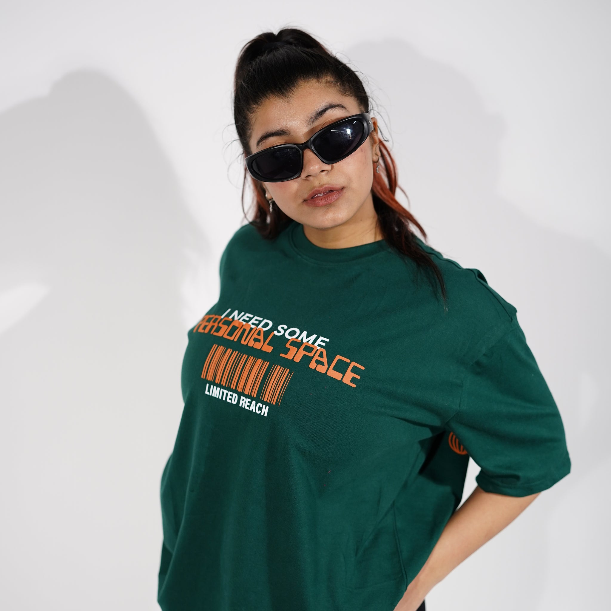 "Personal Space" Oversized Green T-Shirt By DemonWear for Her