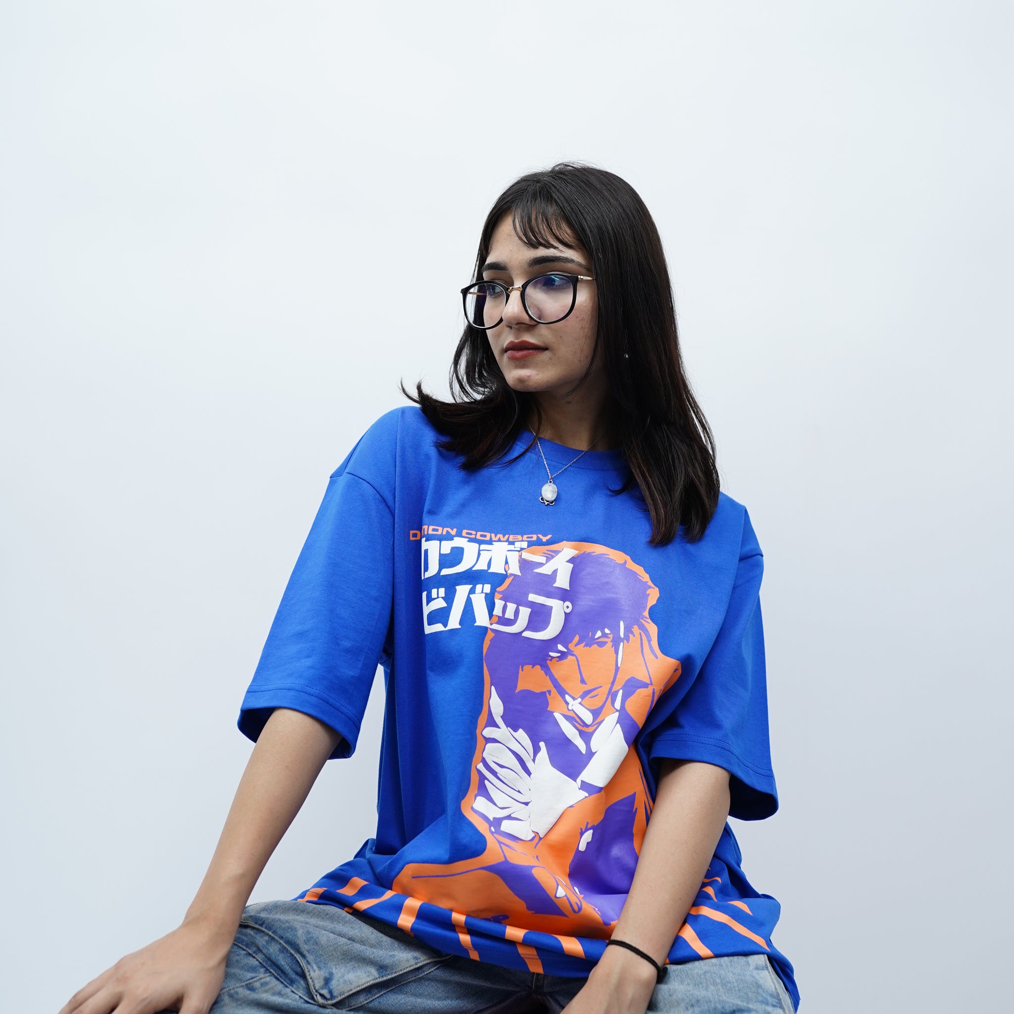 "Space Cowboy" Oversized Puff Print Blue T-Shirt By DemonWear for Her