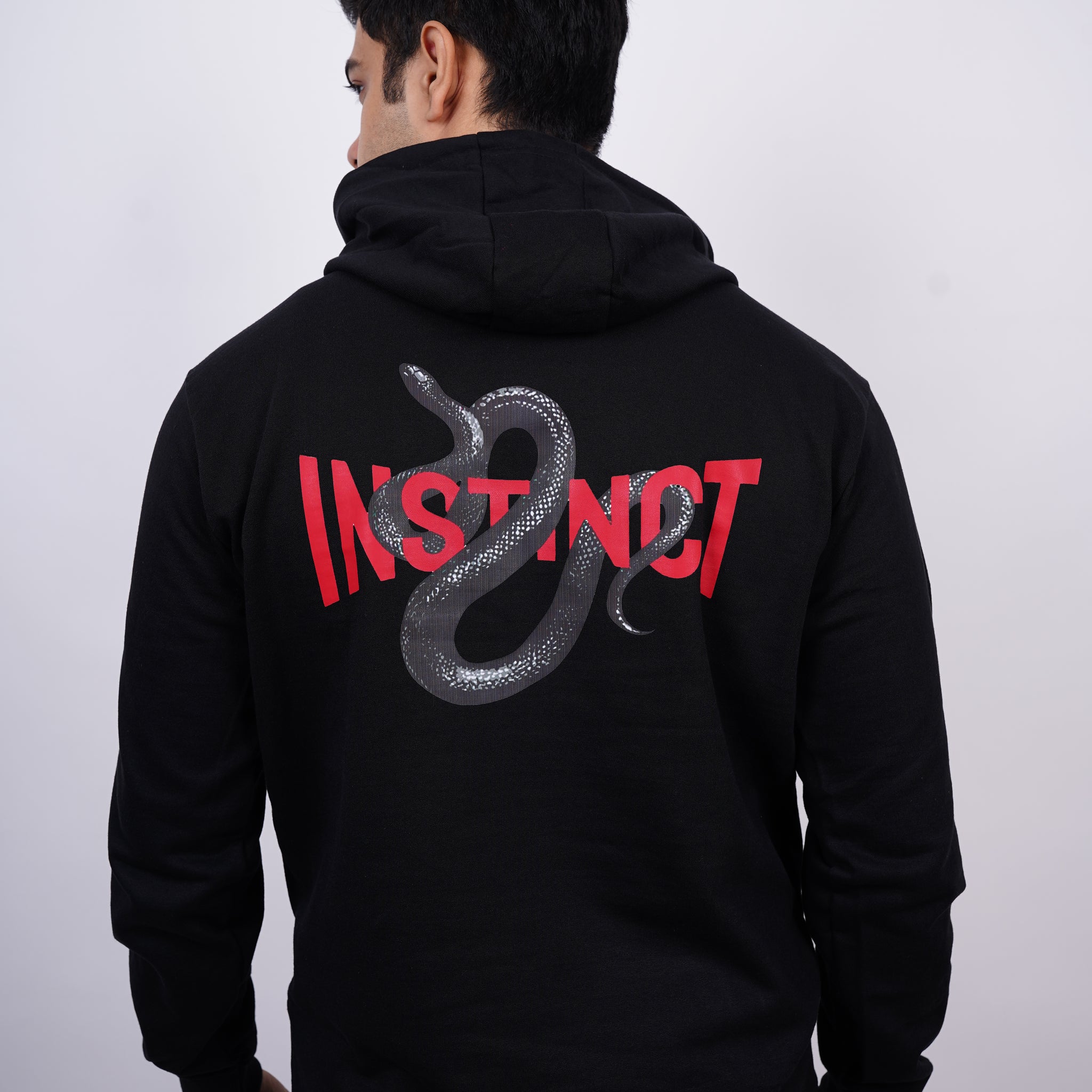 Instinct Relaxed fit Black Hoodie for Men By DemonWear