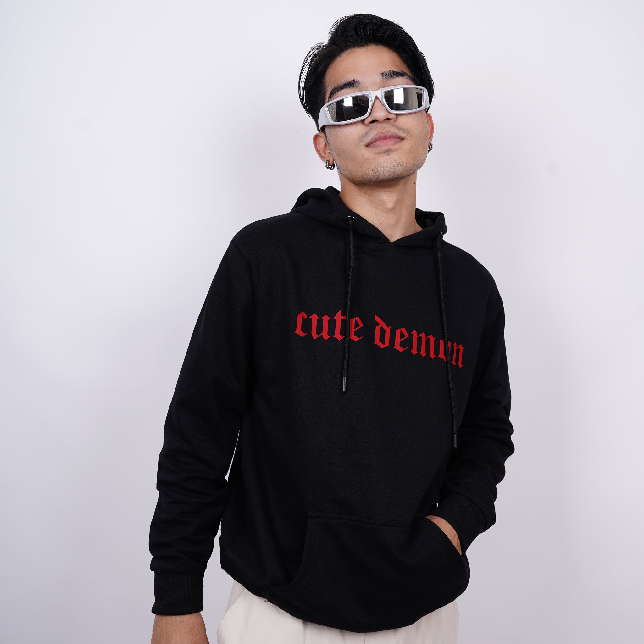 Cute Demon Relaxed fit Black Hoodie for Men By DemonWear