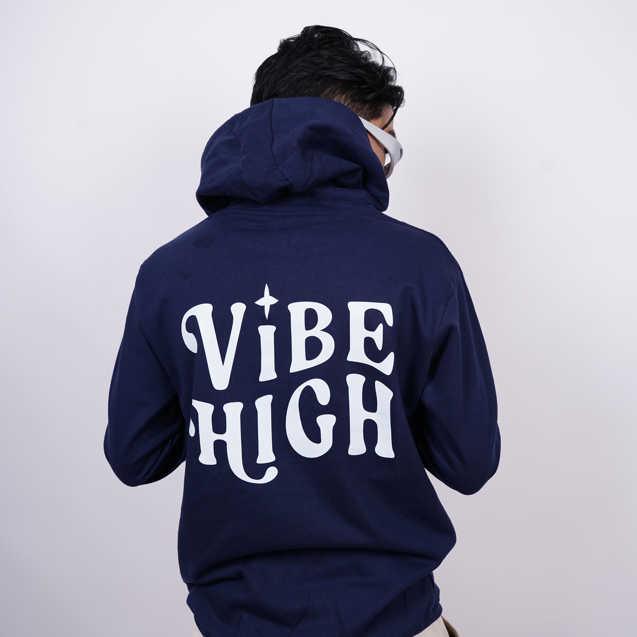 Vibe High Relaxed fit Dark Haven blue Hoodie for Men By DemonWear