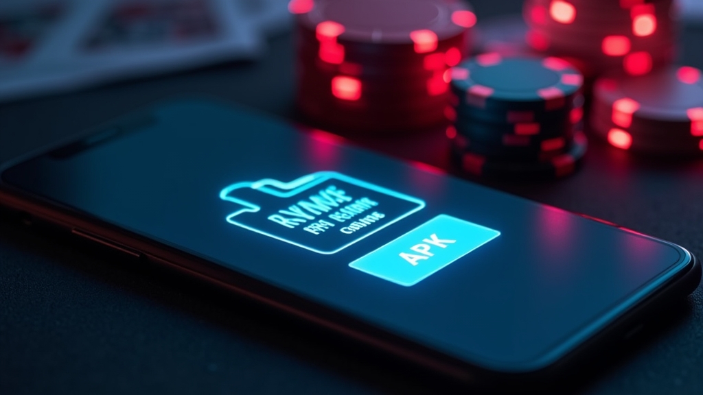Λήψη αρχείου APK σε κινητό δίπλα σε ατμόσφαιρα καζίνο